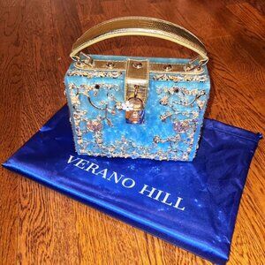 Verano Hill Luxury Evening Bag in Blue/ Gold